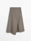 MASSIMO DUTTI WOOL-BLEND DOUBLE-FACED MIDI SKIRT WITH SLIT