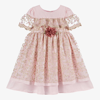 PATACHOU GIRLS PINK FLORAL EMBROIDERED TULLE DRESS