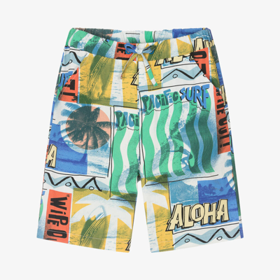 Stella Mccartney Kids Teen Boys Blue Aloha Graphic Cotton Shorts
