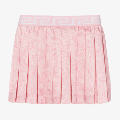 Versace Kids' Barocco Pleated Skirt In Pale Pink