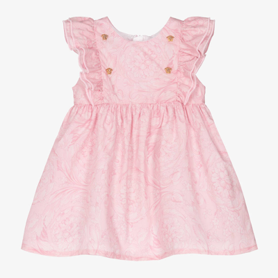 Versace Baby Girls Pink Barocco Cotton Dress