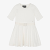 EMPORIO ARMANI GIRLS IVORY KNITTED DRESS