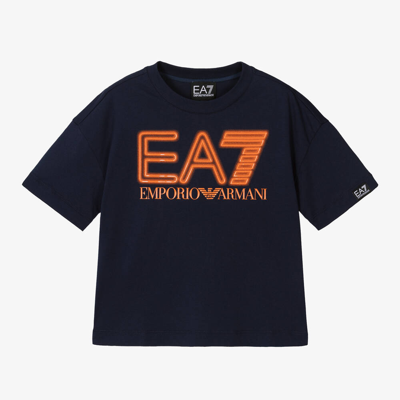 Ea7 Babies'  Emporio Armani Boys Navy Blue Cotton Oversized T-shirt