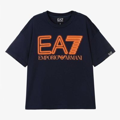 Ea7 Emporio Armani Teen Boys Navy Blue Cotton T-shirt