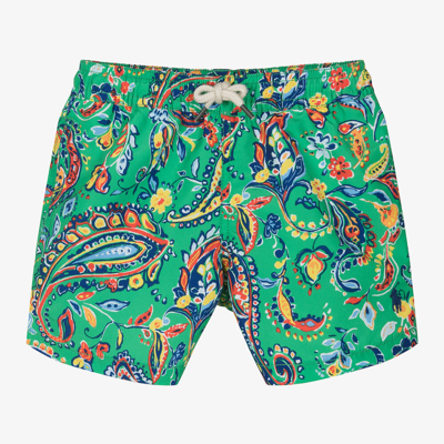 Ralph Lauren Babies' Boys Green Paisley Print Swim Shorts