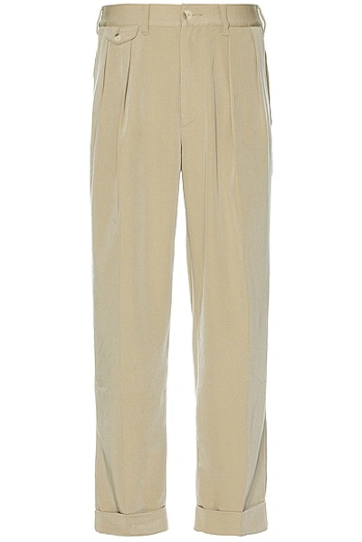 Beams Khaki Pleated Trousers In Sand