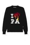 Palm Angels I Love Pa Wool Blend Sweater In Black
