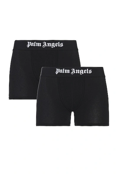 Palm Angels Two-pack Of Cotton Boxer Shorts With Branded Elastic Band In Black