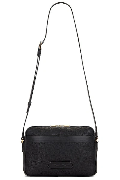 Tom Ford Leather Small Messenger In Black