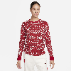 Nike Women's  Sportswear Essential Long-sleeve Holiday Top In Red