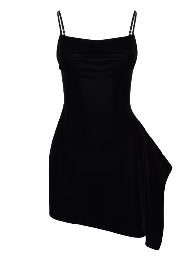 Nds The Label Asymmetrical Draped Mini Dress In Black
