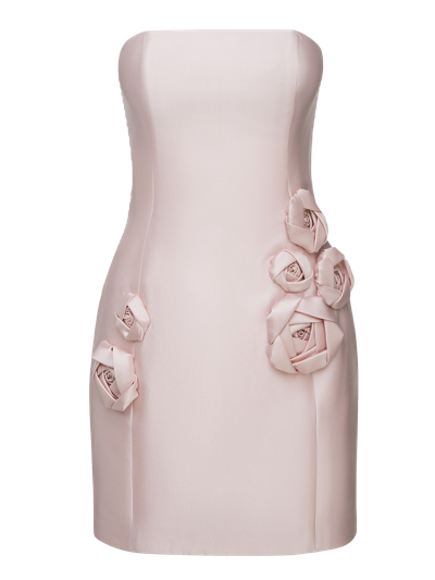 Nds The Label Appliqued Strapless  Silk And Wool In Pink