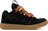 Lanvin Suede Leather Curb Sneakers In 10 Black