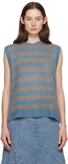 CARO EDITIONS BLUE & TAUPE INES VEST