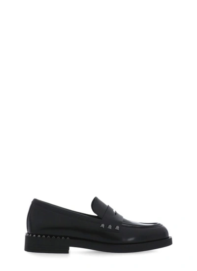 Ash Whisper Studs Leather Loafer In Black