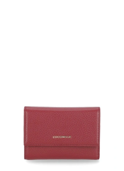 Coccinelle Metallic Soft Wallet In Burgundy