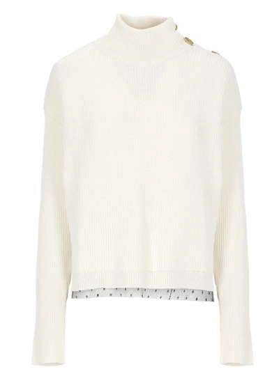 Red Valentino Wool-blend Turtleneck Sweater In White