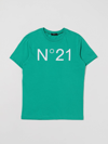 N°21 Kids' T-shirt With Logo Print In Green