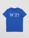N°21 Kids' T-shirt With Logo Print In Royal Blue