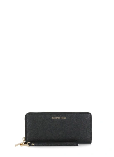 Michael Michael Kors Continental Wallet In Leather In Black
