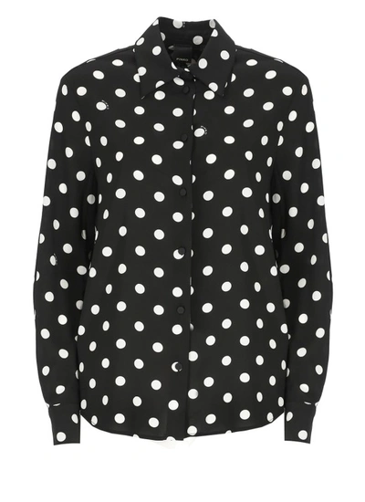 Pinko Polka-dot Long-sleeve Shirt In Black/white