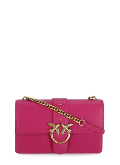 Pinko Love One Classic Leather Crossbody Bag In Pink