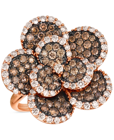 Le Vian Chocolate Diamond & Nude Diamond Flower Statement Ring (2-3/8 Ct. T.w.) In 14k Rose Gold In K Strawberry Gold Ring