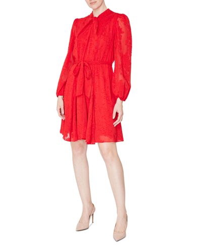 Julia Jordan Women's Knot-front 3/4-sleeve Dress In Red