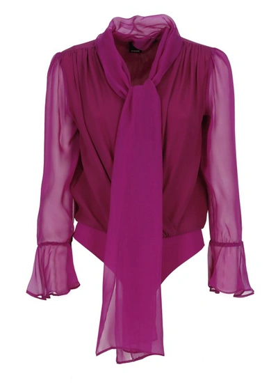 Pinko Silk Blend Bodysuit In Magenta