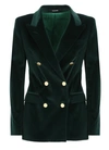 Tagliatore Jalicya Velvet Double-breasted Blazer In Green