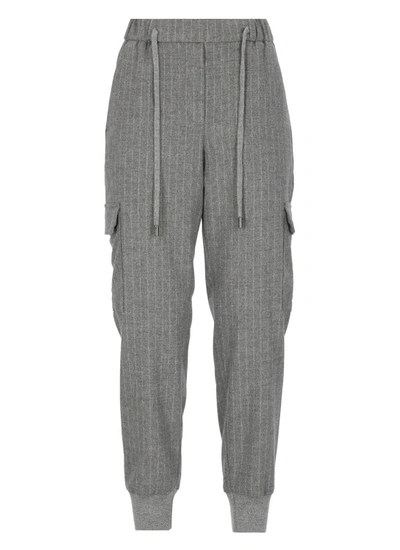 Peserico Cashmere And Wool Blend Trousers In Grey