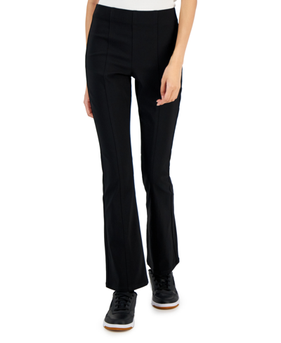 Vanilla Star Juniors' Seam-front Pull-on Flare Jeans In Black