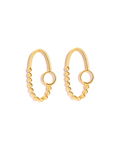 Nectar Nectar New York Beaded Oval Hoop Earrings In Gold