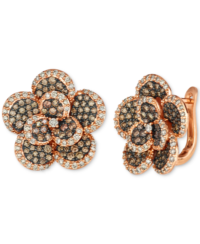 Le Vian Chocolate Diamond & Nude Diamond Flower Statement Earrings (2-5/8 Ct. T.w.) In 14k Rose Gold In K Strawberry Gold Earrings