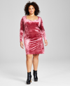 AND NOW THIS PLUS SIZE CORSET-STYLE CRUSHED-VELVET DRESS