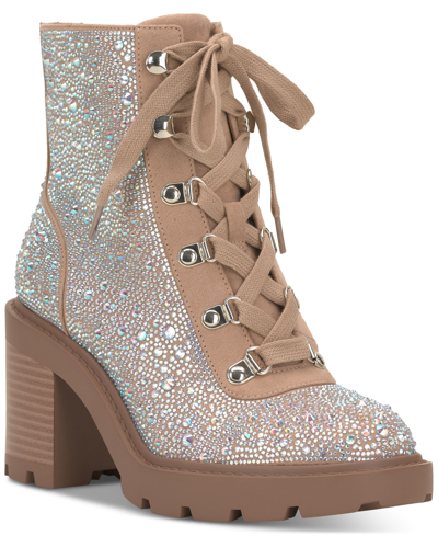 Inc International Concepts Women's Shada Embellished Lace-up Booties, Created For Macy's In Ab Bling