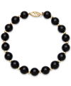 Macy's Onyx Bead Bracelet (8mm) In 10k Gold In Onyx