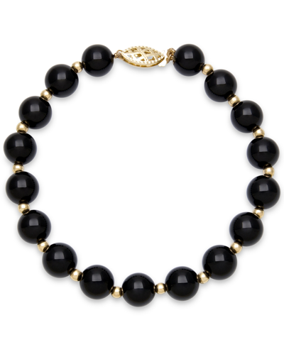 Macy's Onyx Bead Bracelet (8mm) In 10k Gold