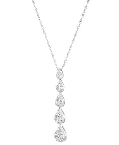 Forever Grown Diamonds Lab Grown Diamond Graduated Pear Cluster Pendant Necklace (1/2 Ct. T.w.) In Sterling Silver, 16" + 2