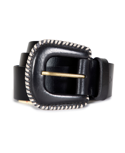 Frye 38mm Covered Buckle Leather Belt In Black