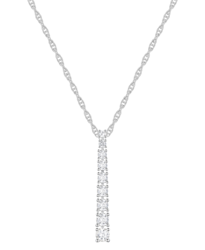Macy's Diamond Graduated Linear 18" Pendant Necklace (1/2 Ct. T.w.) In 14k White Gold