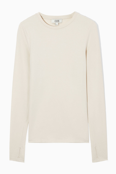 Cos Slim-fit Long-sleeve Top In Beige