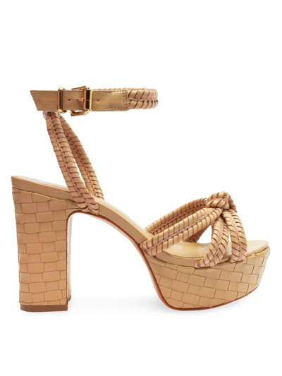 Schutz Women's Kathleen Almond Toe Woven High Heel Platform Sandals In Light Beige