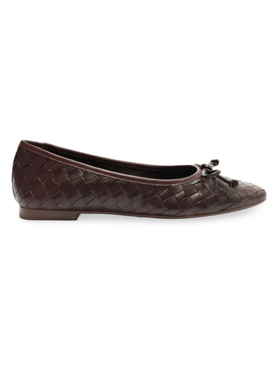 Schutz Arissa Dark Chocolate Woven Leather Ballet Flats