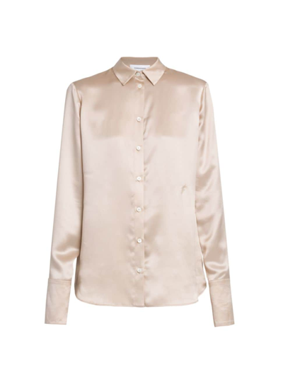 Ferragamo Women's Satin Buttoned Blouse In Beige
