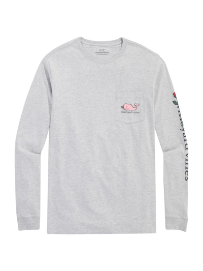 Vineyard Vines Men's Romantic Whale Long-sleeve T-shirt In Grey Heather