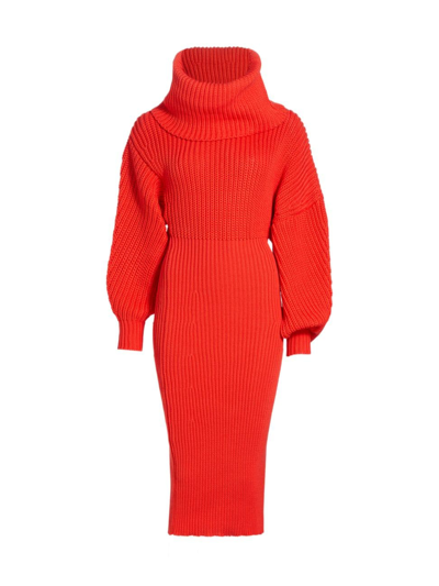 A.w.a.k.e. Women's Chunky Knit Snood Sweaterdress In Red