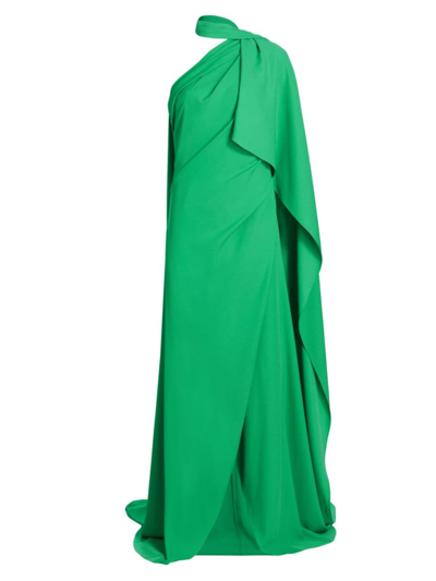 Atelier Prabal Gurung Women's Atelier Clare One-shoulder Draped Gown In Dark Emerald