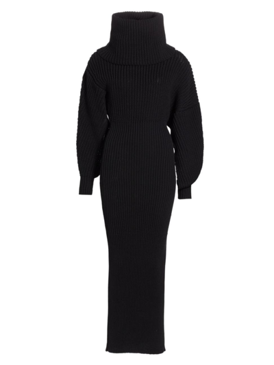 A.w.a.k.e. Ribbed-knit Wool-blend Jumper Dress In Black