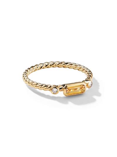 David Yurman Women's Cable Collectibles Stack Ring In 18k Yellow Gold In Citrine